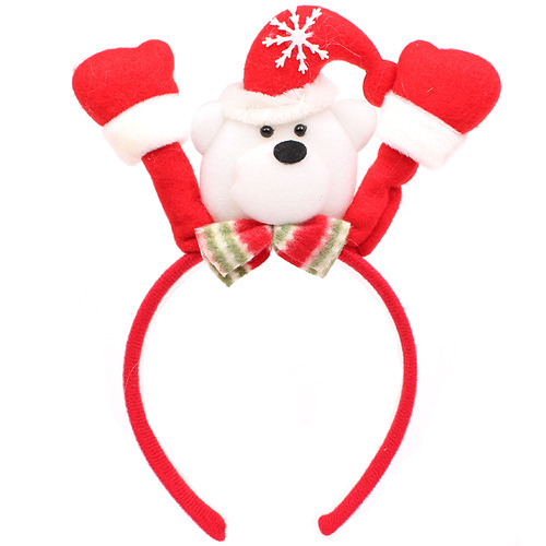 설정 곰 머리띠 -/크리스마스/산타/루돌프머리띠/소품/머리소품/루돌프/성탄머리띠/머리핀/소품/싼타/눈사람/트리/설정/백곰/솜방울/머리띠/점등/LED/루돌프/용품
